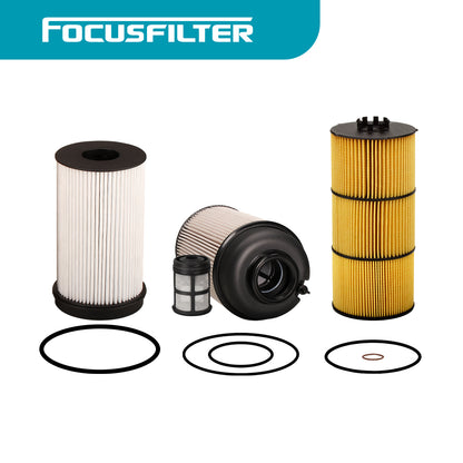 LF17511 Oil Filter PF9908 Fuel Filter R61709 Fuel Filter Replace for P551063 A4700903151 P551005 A4721800109 FS20176 PF46235 Compatible with DD13 DD15 DD16 Detroit Diesel Engine
