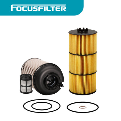 PF9908 Fuel Filter LF17511 Oil Filter Replace A4731800909 P551063 A4720900651 FK13834 L5104F P7505 P551005 LP5090 A4721800509 Compatible with ISX DD13 DD15 DD16 Detroit Diesel Engine