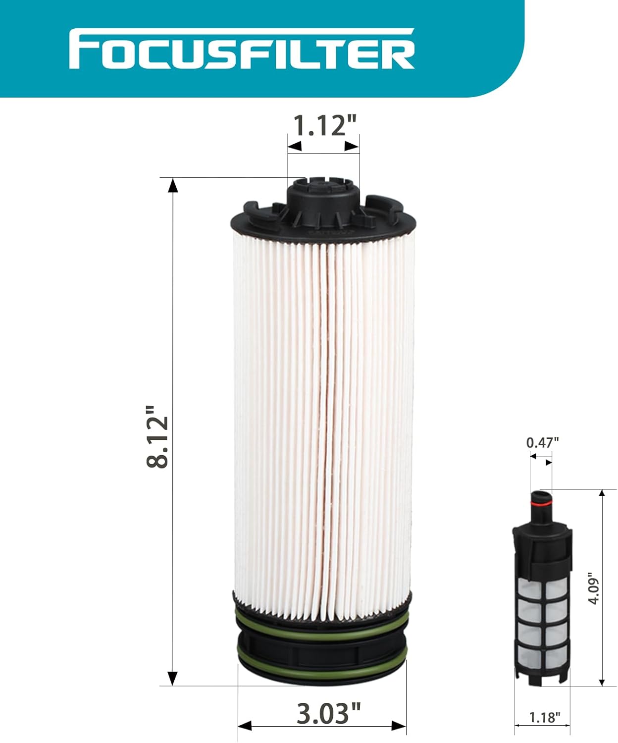 DDE A9360900651 Diesel Fuel Filter Insert Kit Compatible with Detroit Freightliner Replace A9360920605 A9360920201 M2 106 DD8 2021-108SD DD8 2021-114SD DD8 2021- PU 8025 PU 4001