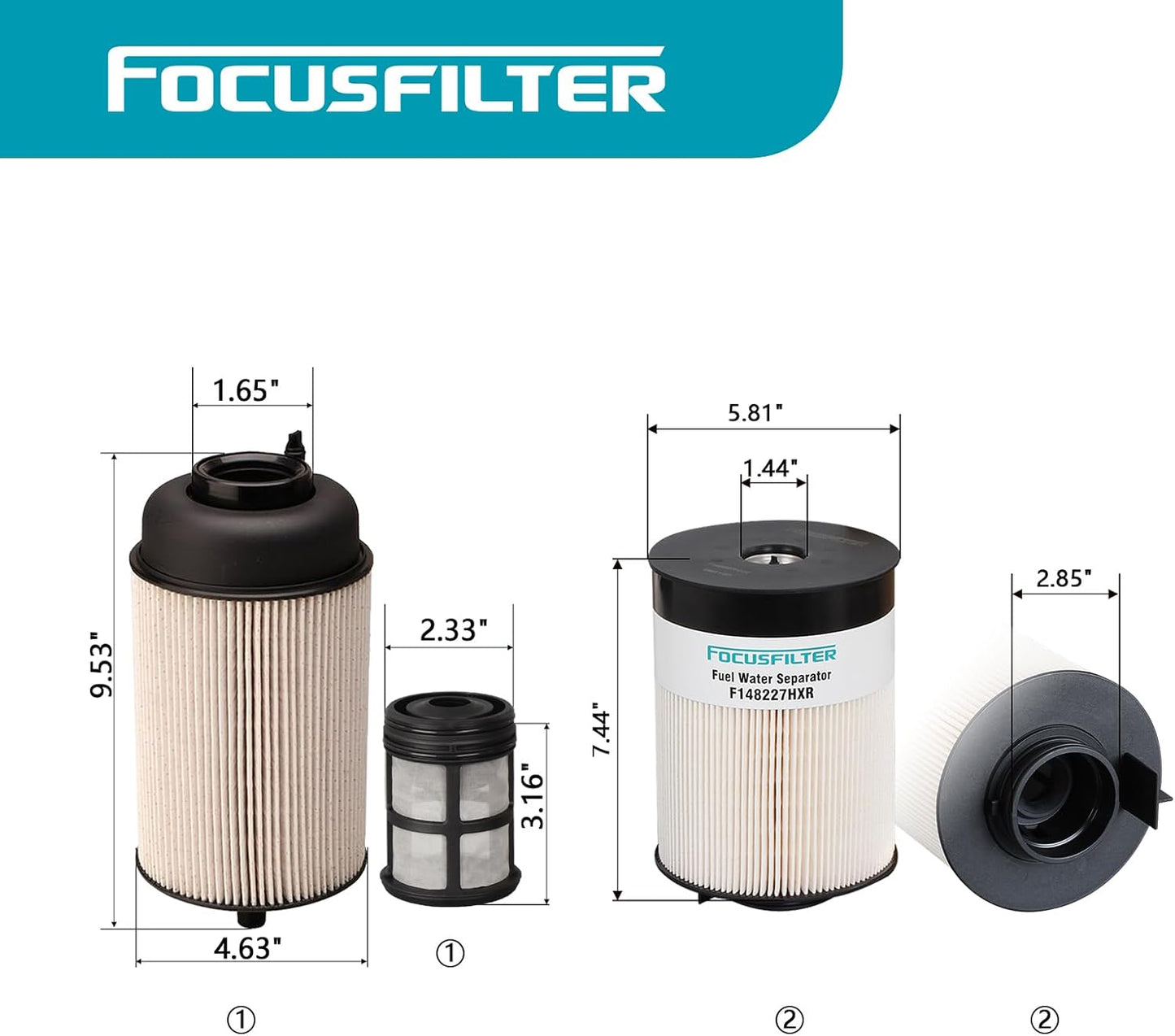 FS20083 Fuel Water Separator Filter PF9908 Fuel Filter Replace A0000905051 A48507 A485007 PF46145 A4720900651 FK13834 L5104F KX2765 KX2769 Compatible with ISX DD13 DD15 DD16 Detroit Diesel Engines