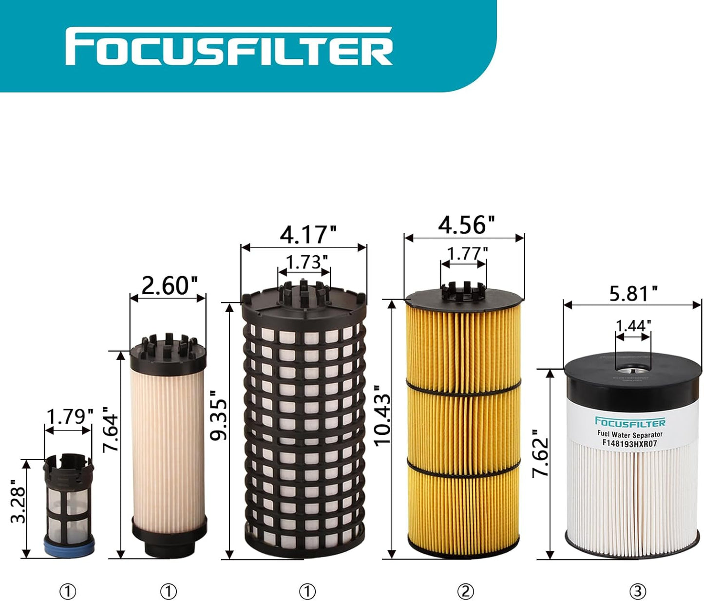 PF9924 Fuel Filter FS19915 Fuel Water Separator P551005 Oil/Lube Filter Kit Compatible With Freightliner Cascadia DD13 DD15 DD16