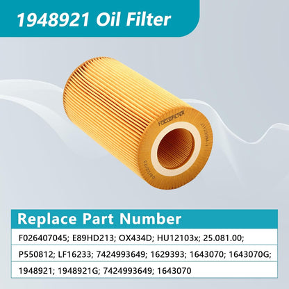 2277129 Fuel Water Separator Filter,1922496 Oil Filter,1948921 Oil Filter Replace 1852006PE 2133096 1872106 P550952 P550812 LF16233 Compatible with MX11 MX13 EPA13 Engine Peterbilt DAF Kenworth Truck