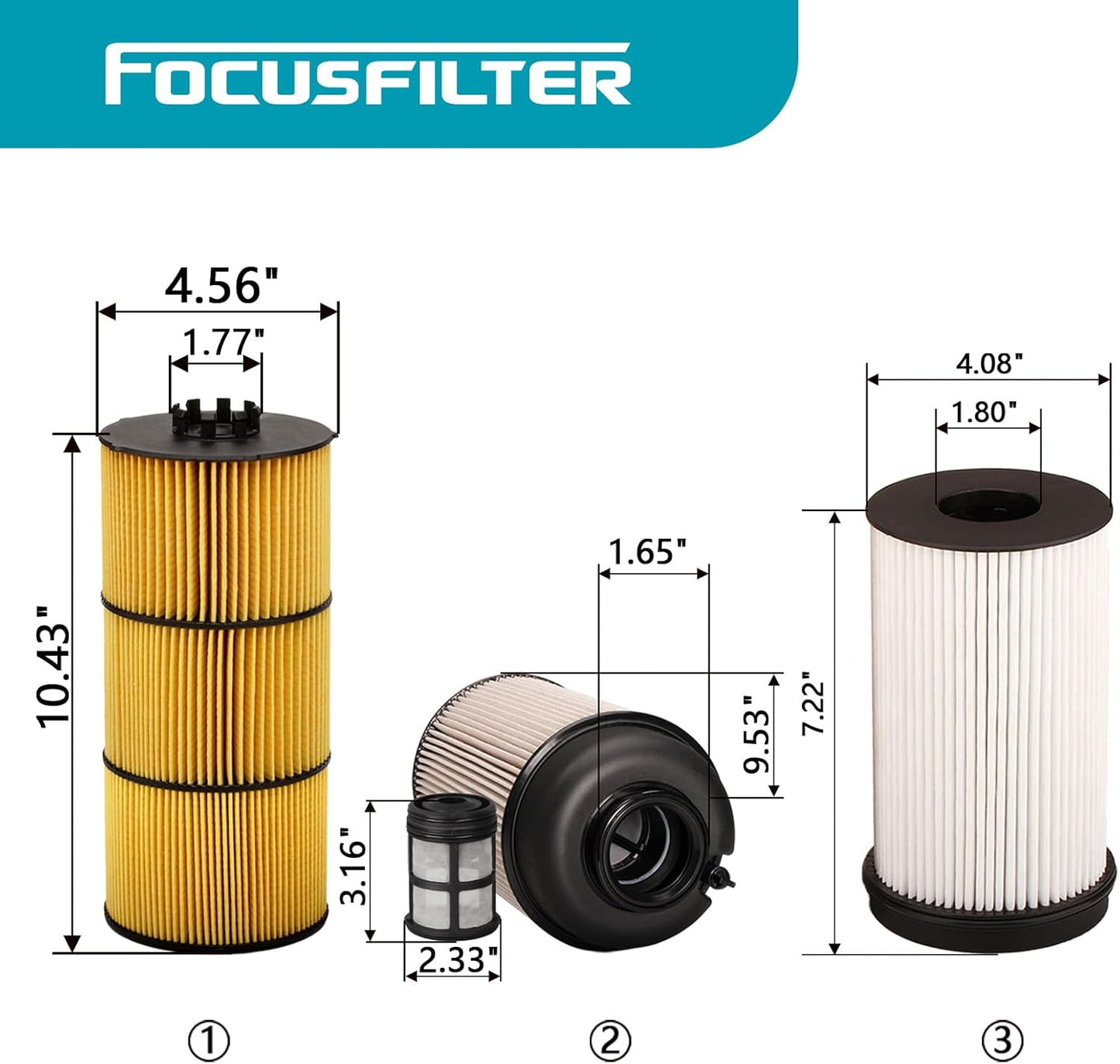LF17511 Oil Filter PF9908 Fuel Filter R61709 Fuel Filter Replace for P551063 A4700903151 P551005 A4721800109 FS20176 PF46235 Compatible with DD13 DD15 DD16 Detroit Diesel Engine