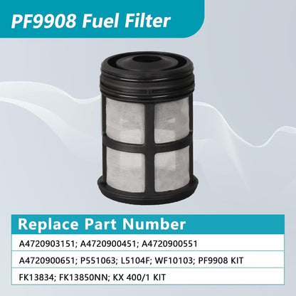 PF9908 P551063 A4720900651 Fuel Filter P551005 LF17511 P7505 Oil Filter P551011 FS19915 PF9804 Fuel Water Separator Filter Replace WF10103 LF17474 Compatible with DD13 DD15 DD16 Detroit Diesel Engine
