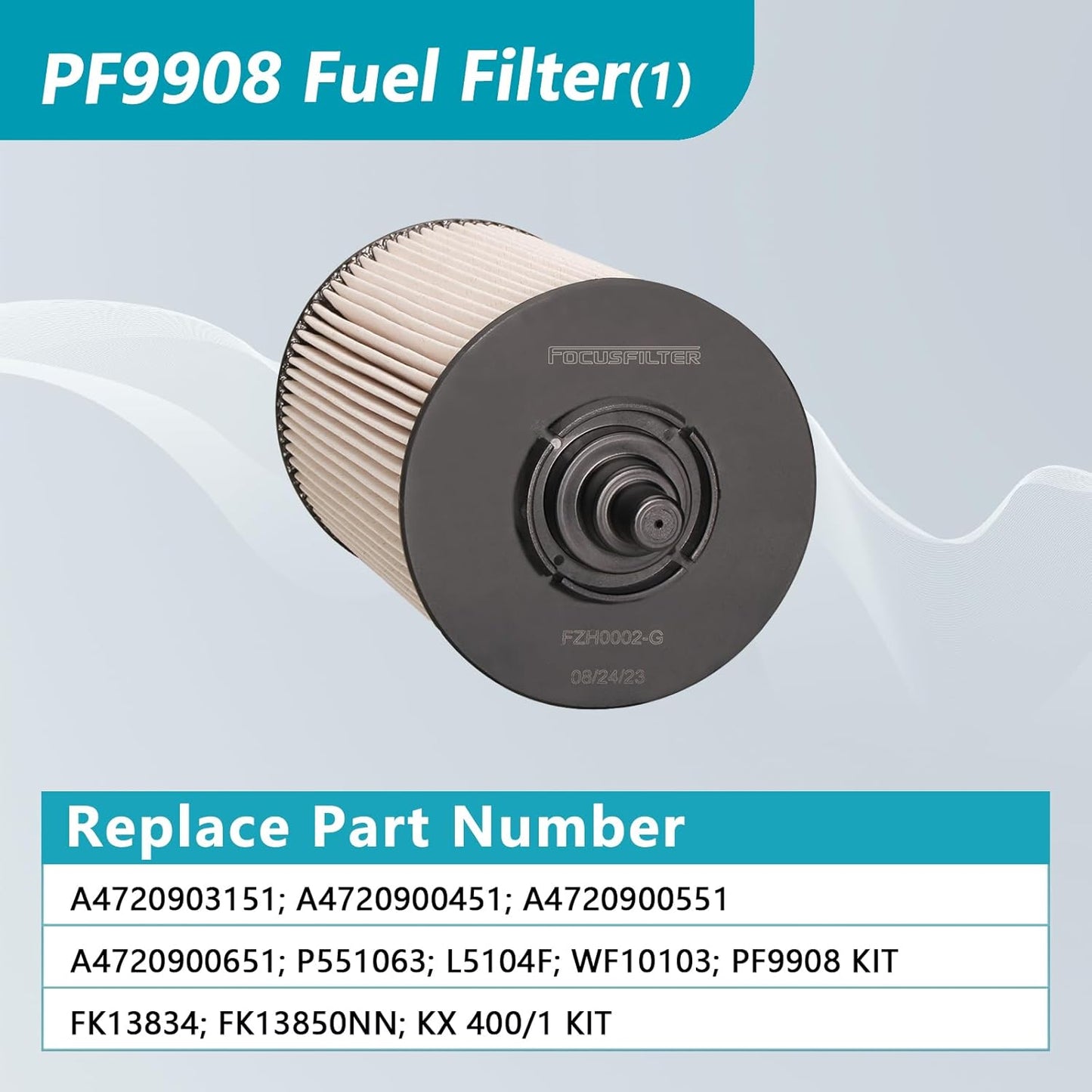 FS20083 Fuel Water Separator Filter PF9908 Fuel Filter Replace A0000905051 A48507 A485007 PF46145 A4720900651 FK13834 L5104F KX2765 KX2769 Compatible with ISX DD13 DD15 DD16 Detroit Diesel Engines